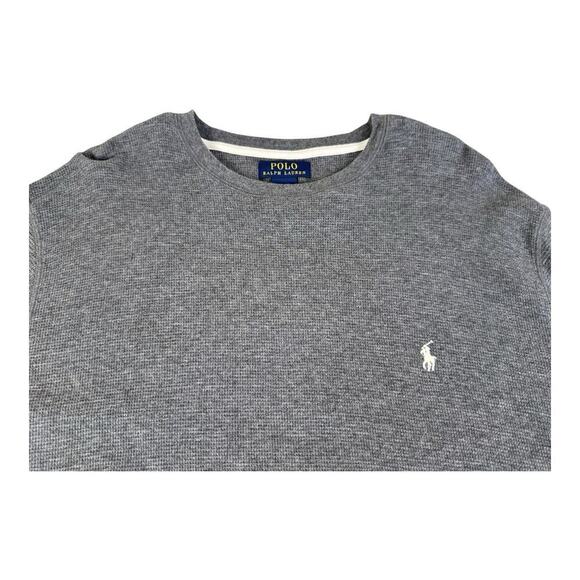 Polo Ralph Lauren Thermal Waffle Knit Crew Neck Casual Shirt Mens Large Gray - Picture 10 of 12